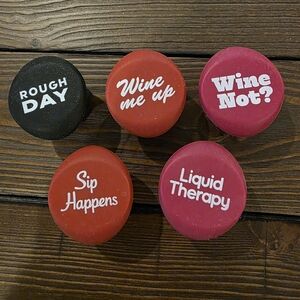 Set of 5 Wine Bottle Stoppers with Fun Sayings